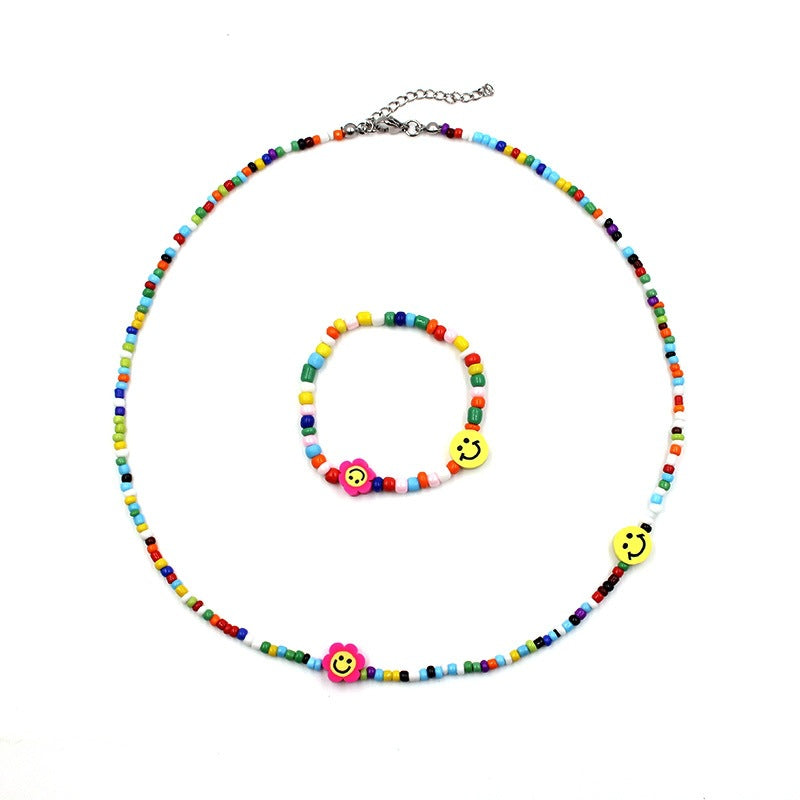 Daisy Beaded Colored Necklace Bracelet