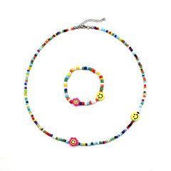 Daisy Beaded Colored Necklace Bracelet