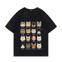 Haerin Same Kitten Print Short-sleeved T-shirt