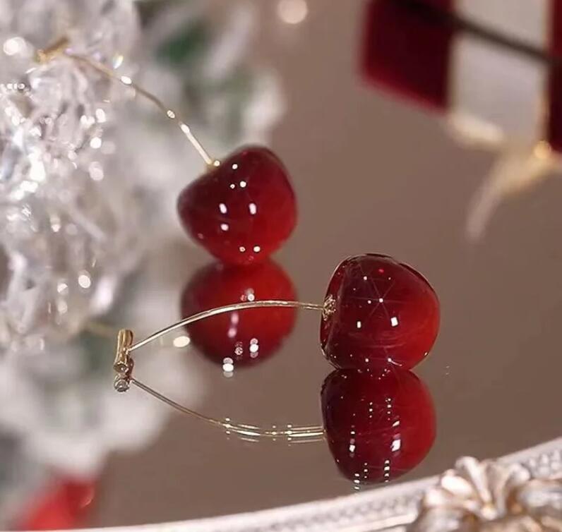 Red Cherry Drop Earrings