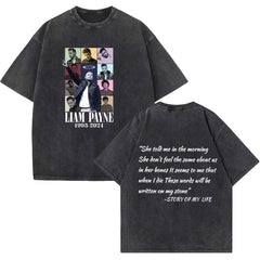Vintage Liam Print Black Washed T-Shirt