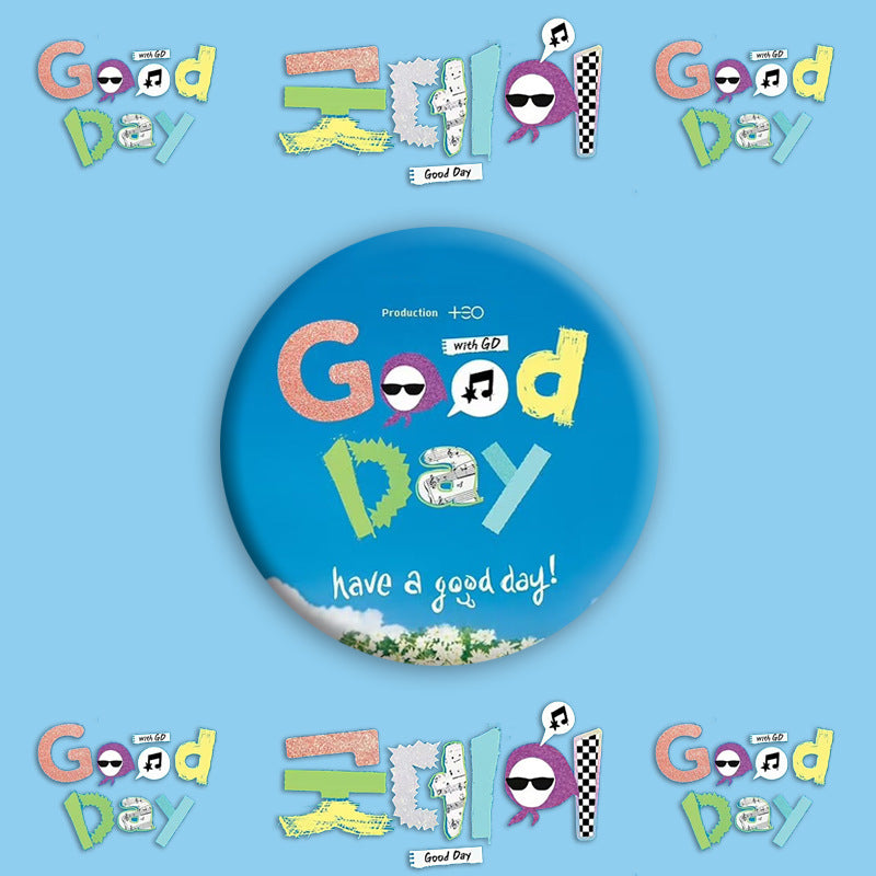 GD "GOOD DAY" Badge Mirror Keychain