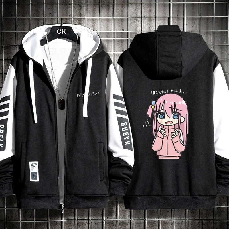 Unisex Cute Anime Cos Zipper Hooded Jacket