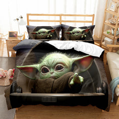 Yoda Digital Print Three-piece Bedding Quilt Cover