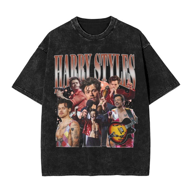 Vintage HS Pattern Cotton Washed T-Shirt