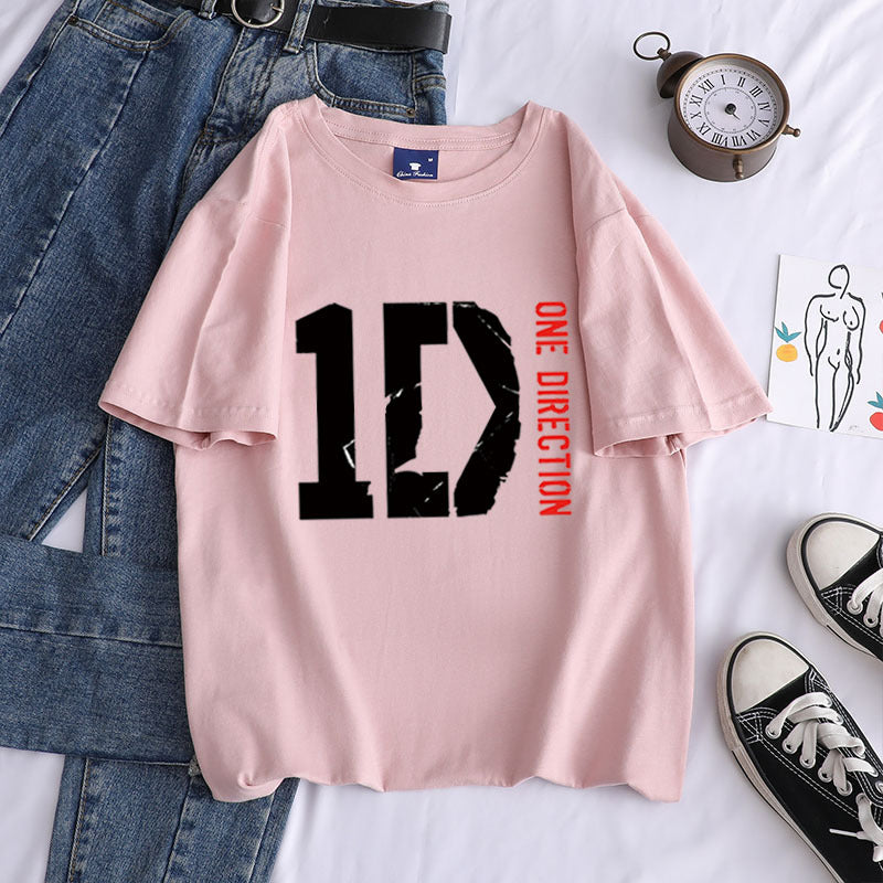 Casual 1D Short-sleeved Cotton T-shirt