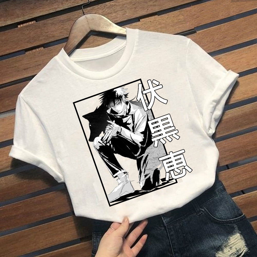 Casual Anime Graphic Print Loose Short-sleeved T-shirt