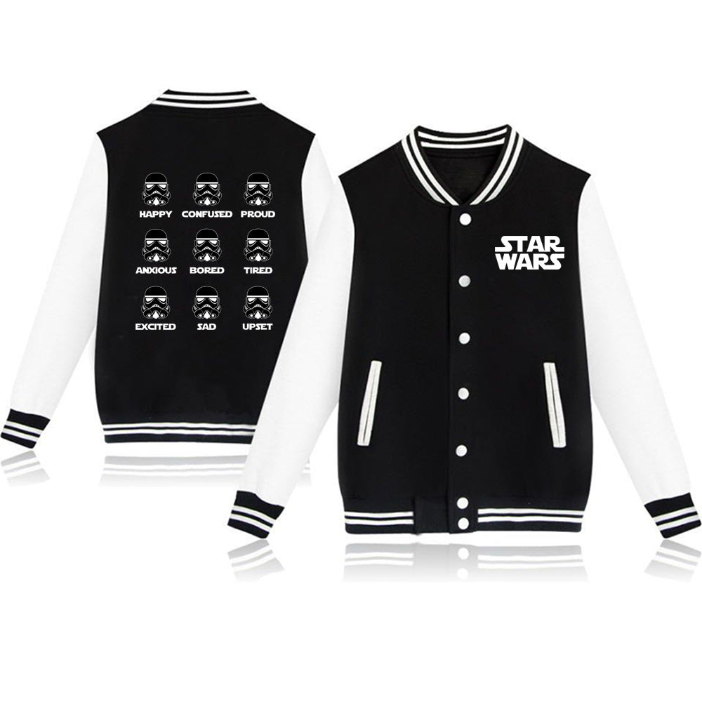 Chic Men's Stormtrooper Printed Baseball Jacket