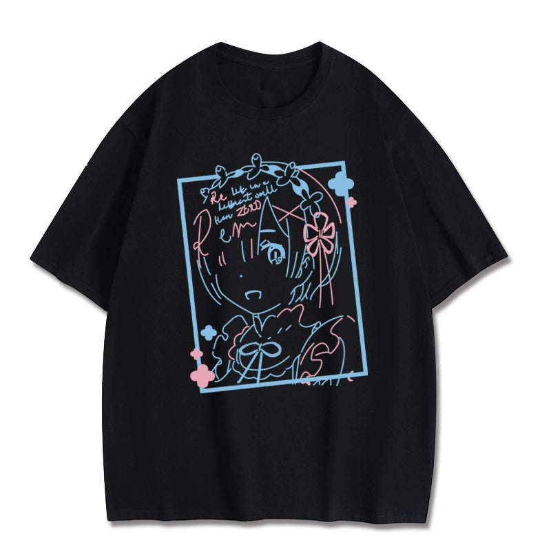 Rem Anime Loose Cotton Short Sleeve T-shirt