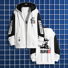 Unisex Game Graphic Zipper Hooded Loose Jacket