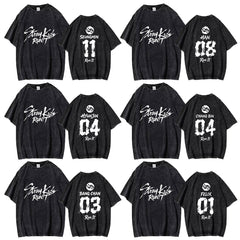 SKZ RUN IT Number Printed Washed T-shirt