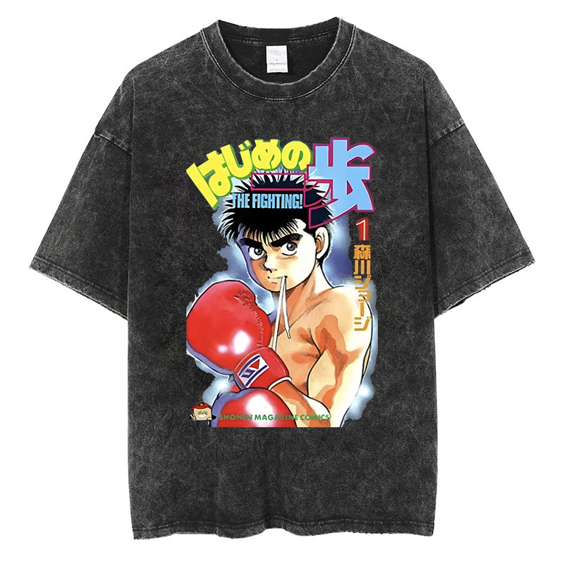 Vintage Washed Baki Anime Casual T-shirt