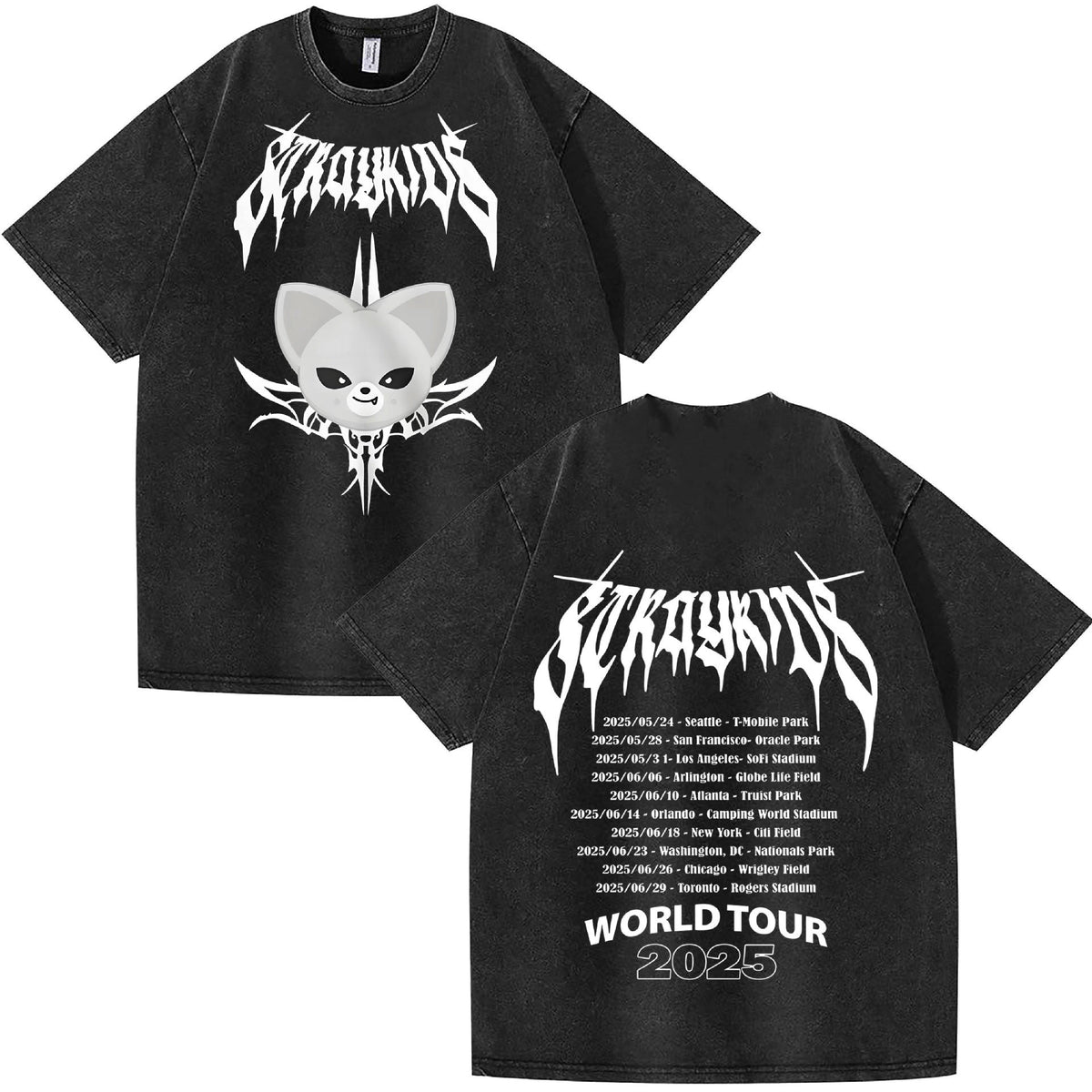 KPOP Evil Cartoon Graphic Washed T-shirt