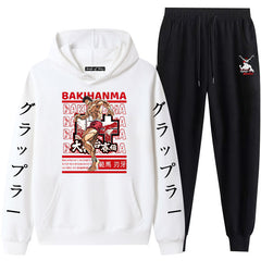 Unisex Casual Baki Hoodie Loose Pants Set