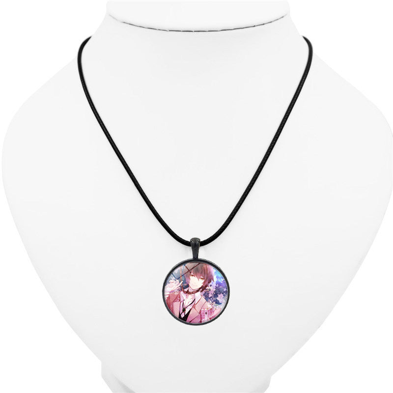 Versatile Anime Pendant Leather Rope Necklace