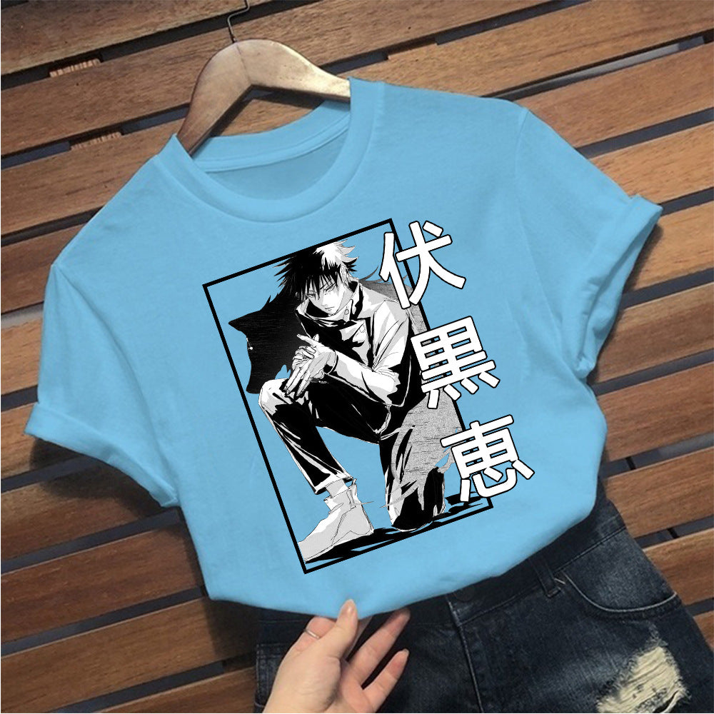 Casual Anime Graphic Print Loose Short-sleeved T-shirt