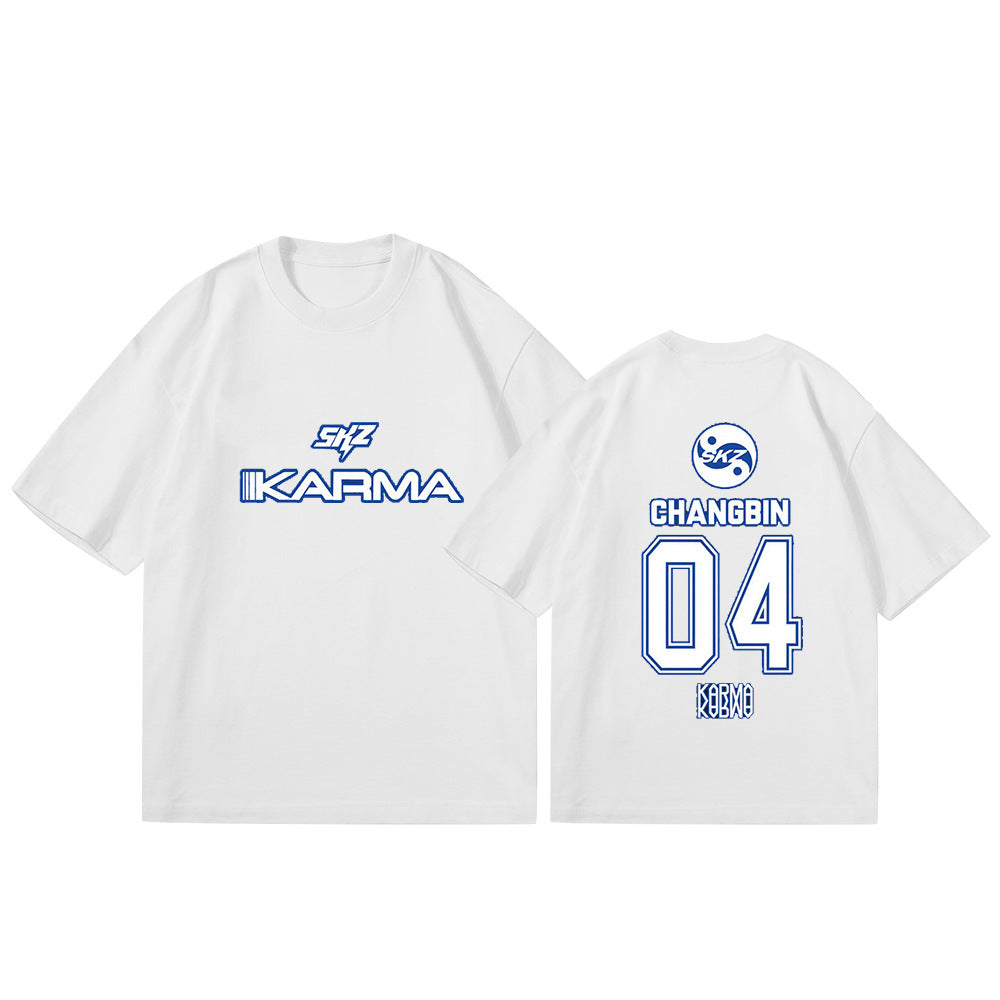 Casual KARMA Album Logo Print Short Sleeve Top
