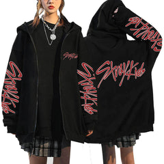 SKZ Dominate Printed Zipper Hoodie Top