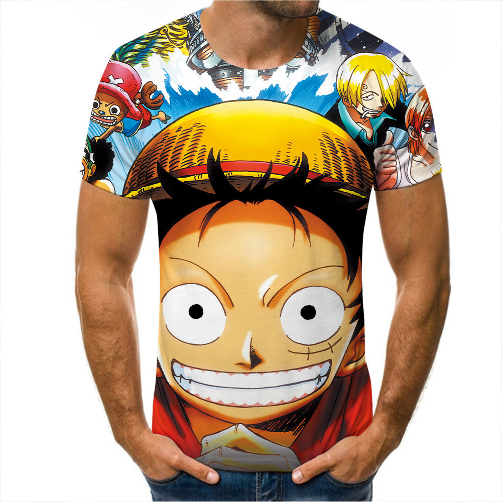 Men's Anime Digital Print Short Sleeve T-Shirt