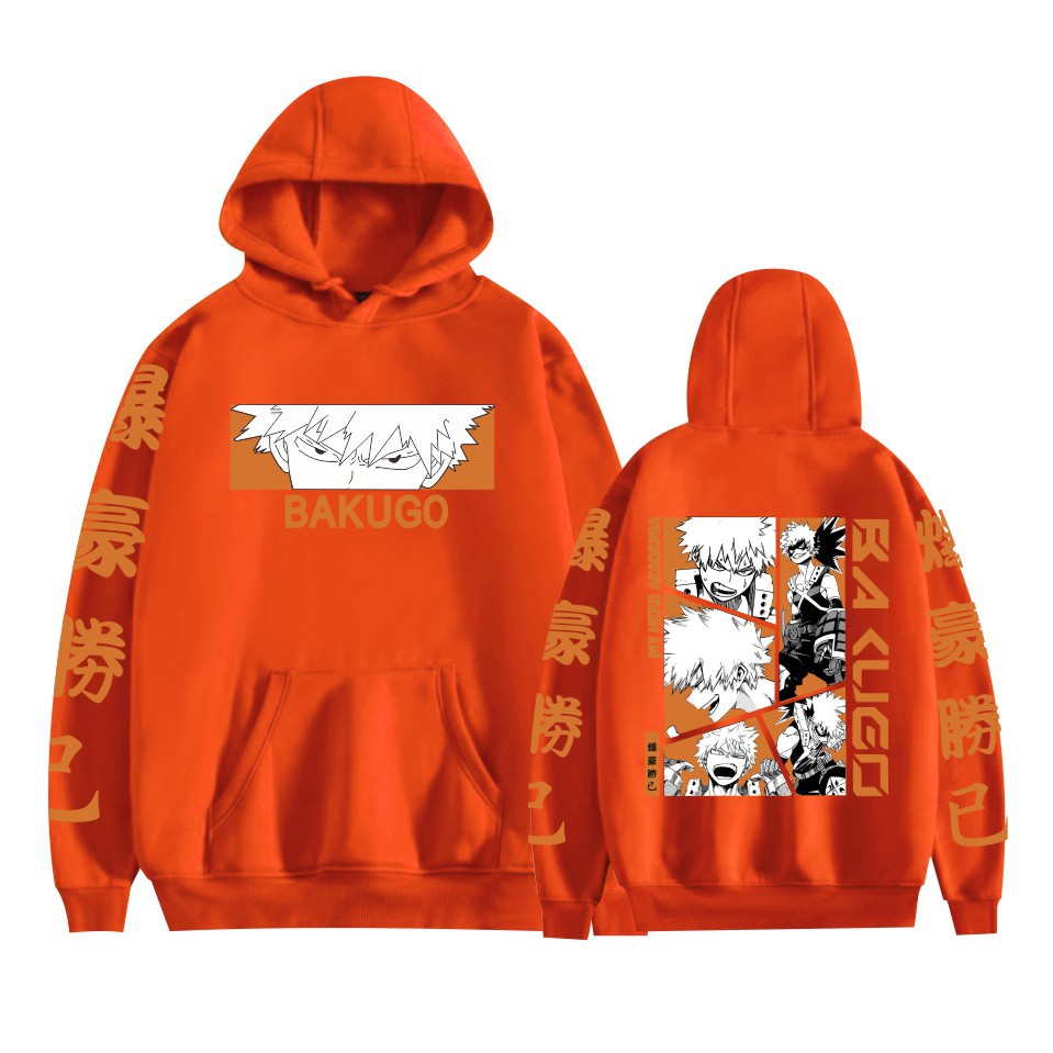 Unisex Anime Bakugo Print Casual Loose Hoodie