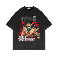 Retro Washed Anime Short-sleeved Oversize T-shirt