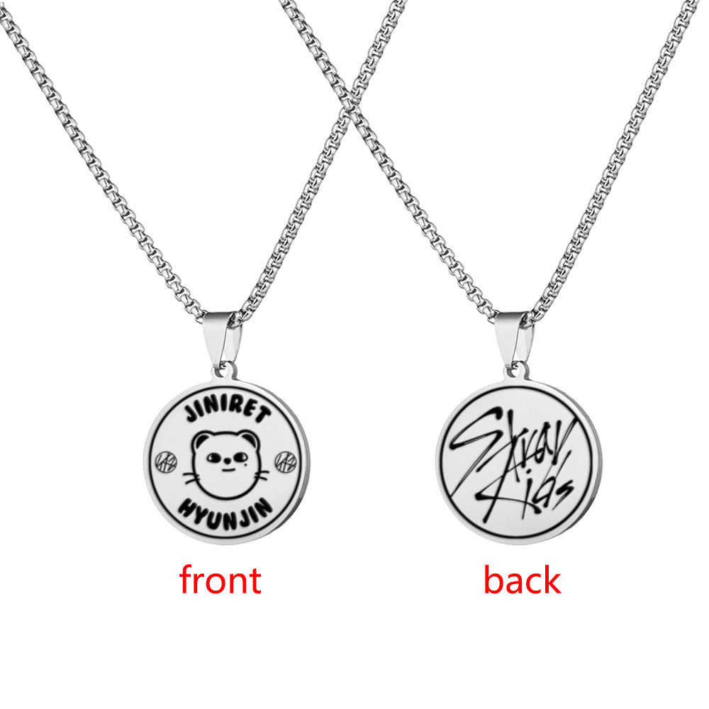 Double Sided Kpop Stainless Steel Engraved Necklace