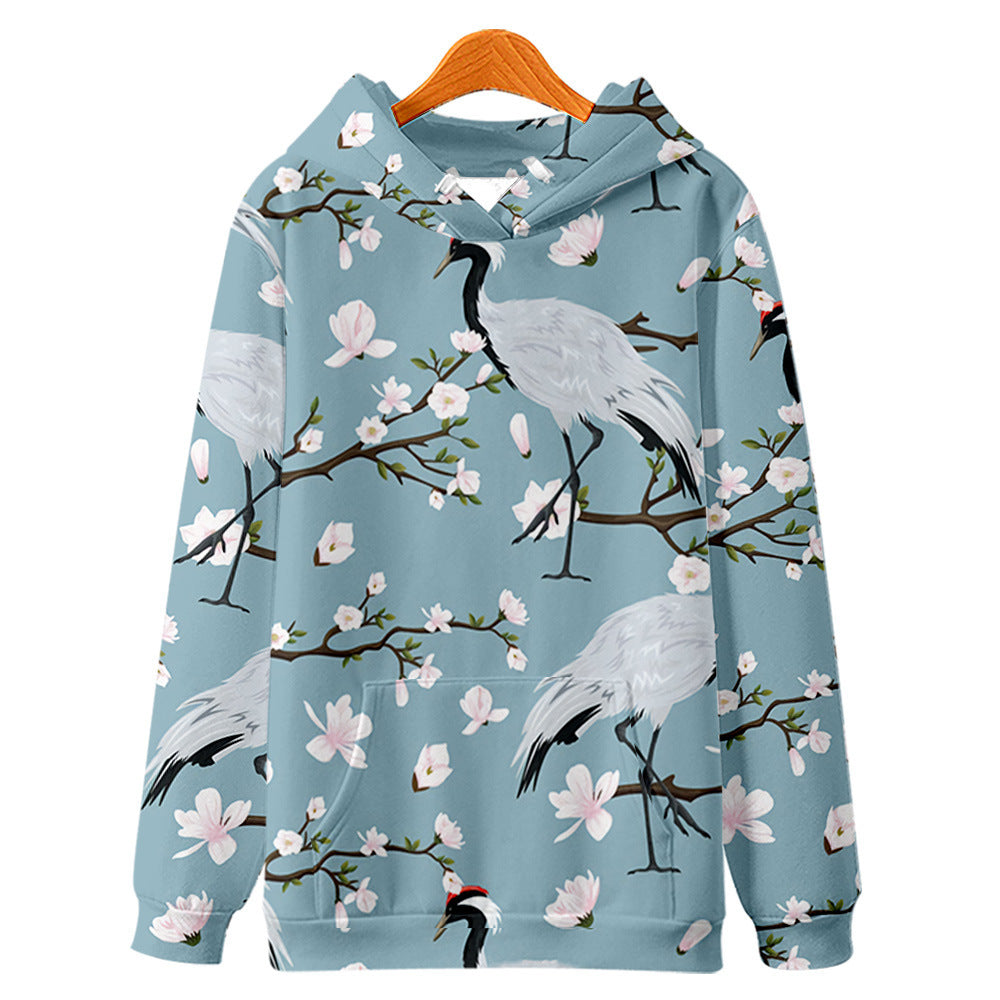 Plum Blossom Mountain Ink Casual Pullover Digital Hoodie