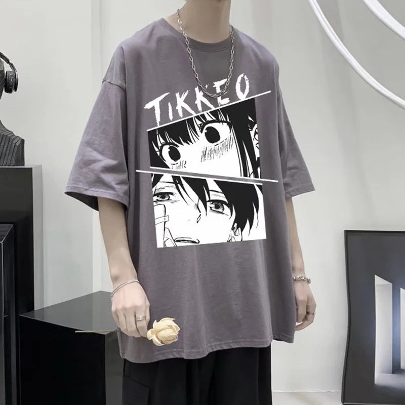 Trendy Anime Graphic Men's Round Neck Loose Tee