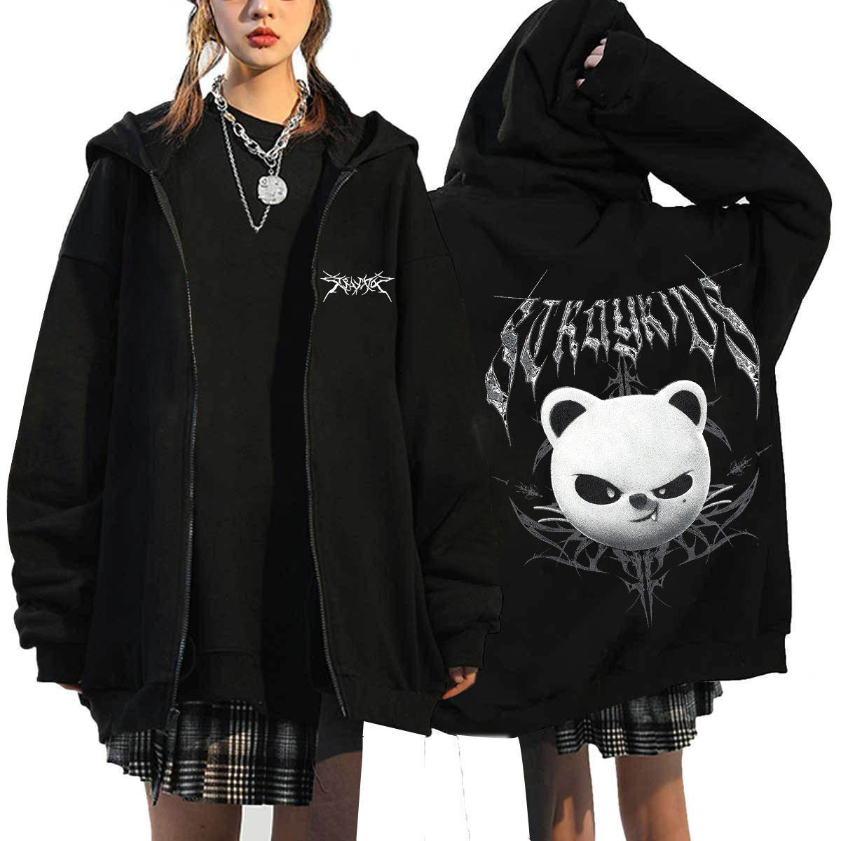 Casual KPOP Dominate Printed Zipper Hoodie