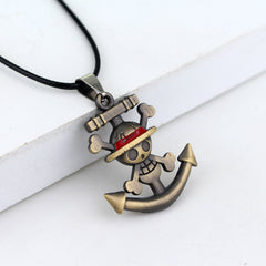 Cool Straw Hat Rudder Anchor Logo Necklace