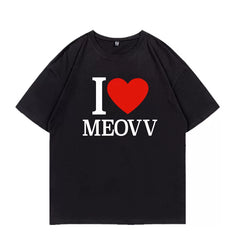 I LOVE MEOVV Round Neck Printed Cotton T-shirt