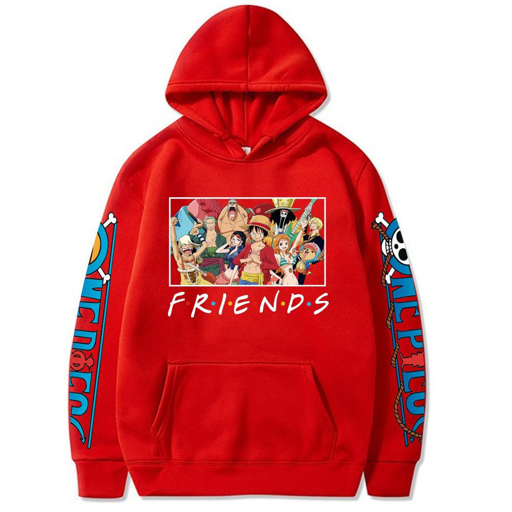 Unisex Luffy Friends Printed Cotton Hoodie