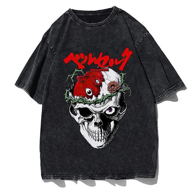 Trendy Anime Washed Loose Short-sleeved T-shirt