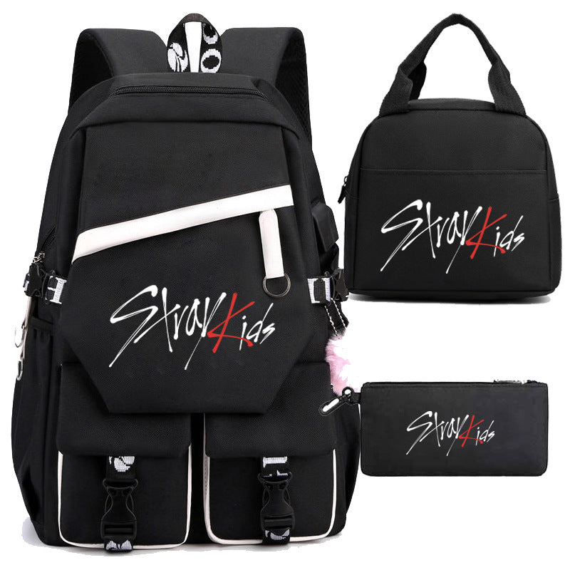 SKZ LOGO Backpack Lunch Bag Pencil Bag Three-piece Set