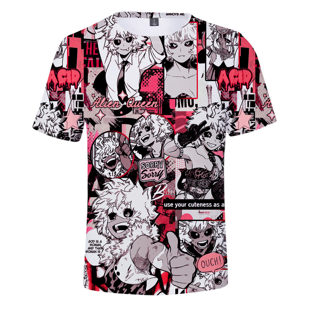 Trendy Anime Pattern Digital Print Short-sleeved T-shirt