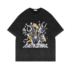 Retro Anime Cotton Washed Short-sleeved T-shirt