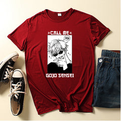 Creative Call Me Gojo Sensei Print Loose T-shirt