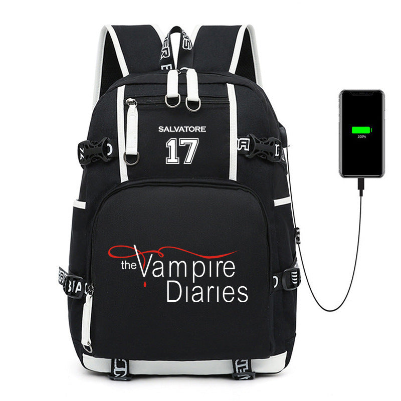 Casual TVD Pattern Print School Backpack