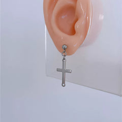 Versatile Heeseung Cross Titanium Steel Earrings
