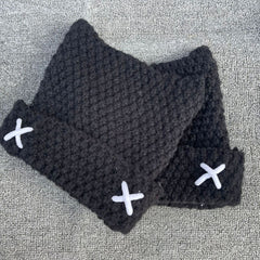 YEONJUN Black Horn Knitted Hat