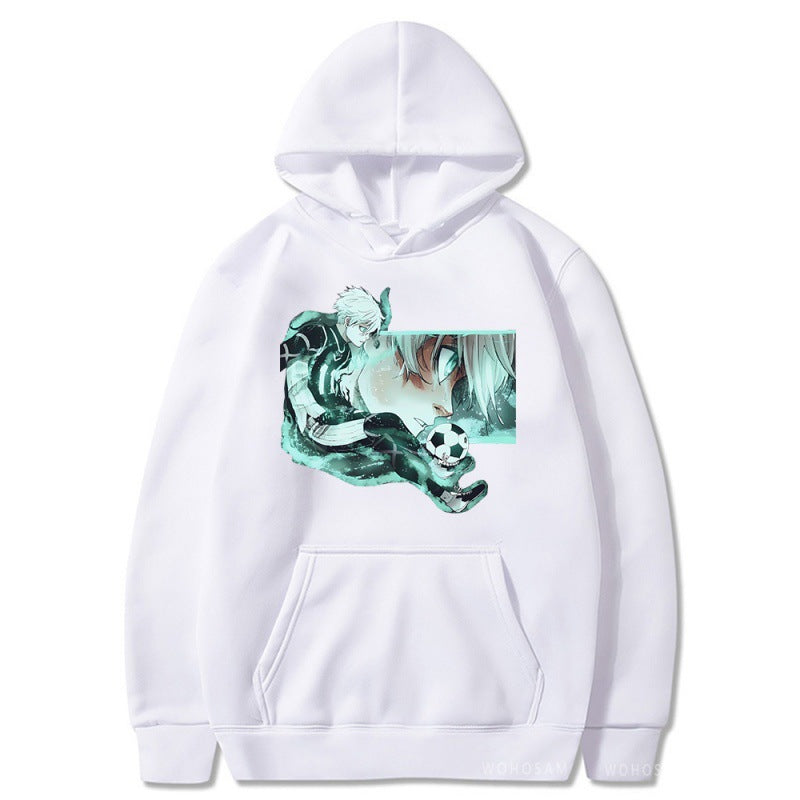 Unisex Anime Print Color Block Hoodie
