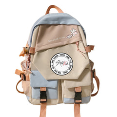 Trendy Korean Style Stitching Letter Print Backpack