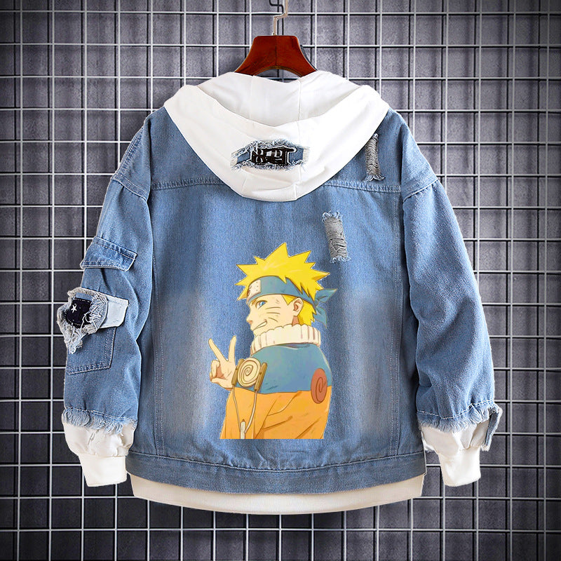 Trendy Kakashi Anime Denim Hooded Jacket