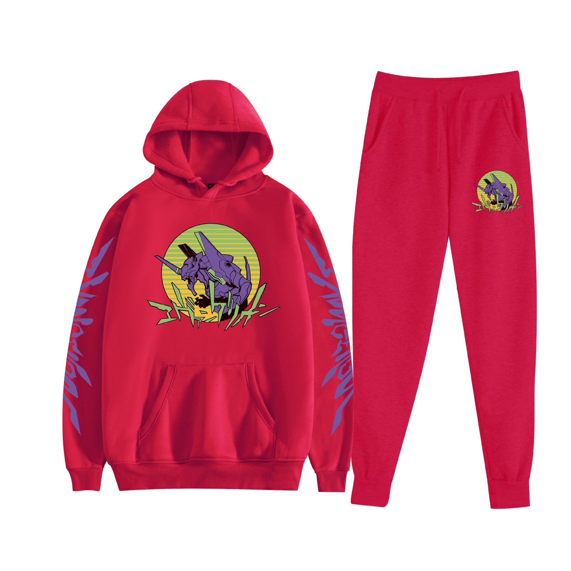 Unisex Eva Graphic Print Hoodie Pants Set