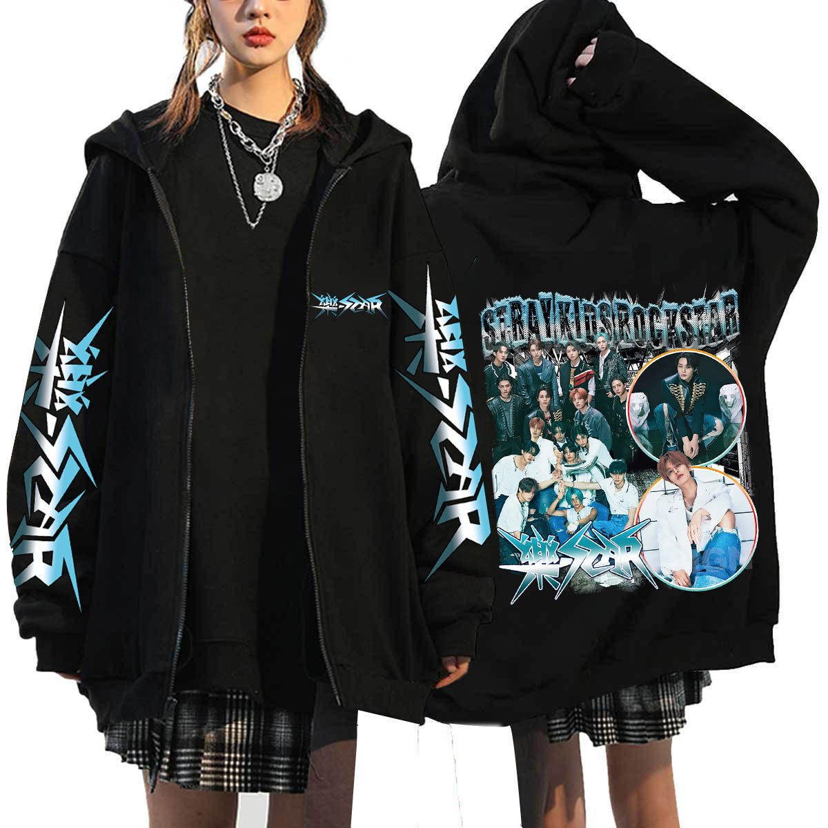 SKZ 樂-STAR Print Zipper Hoodie