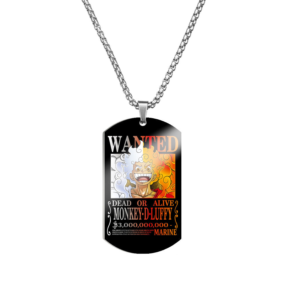 Luffy Wanted Stainless Steel Dog Tag Necklace