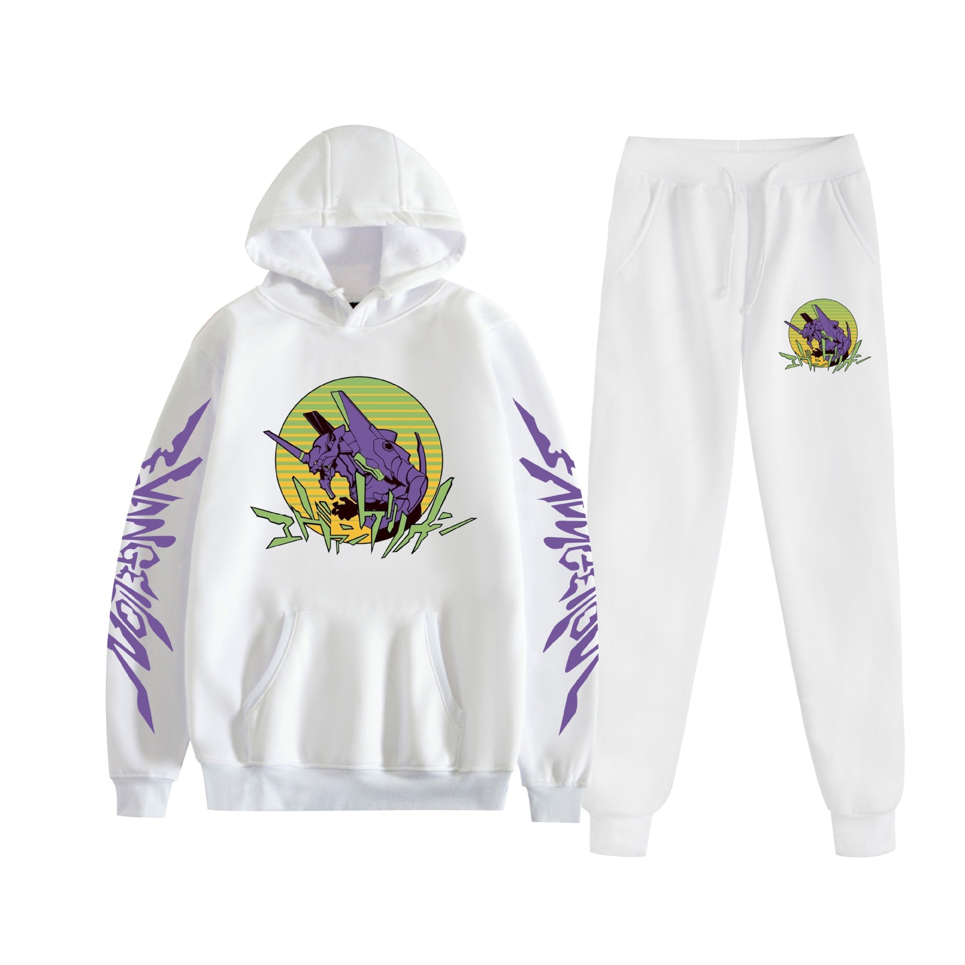 Unisex Eva Graphic Print Hoodie Pants Set