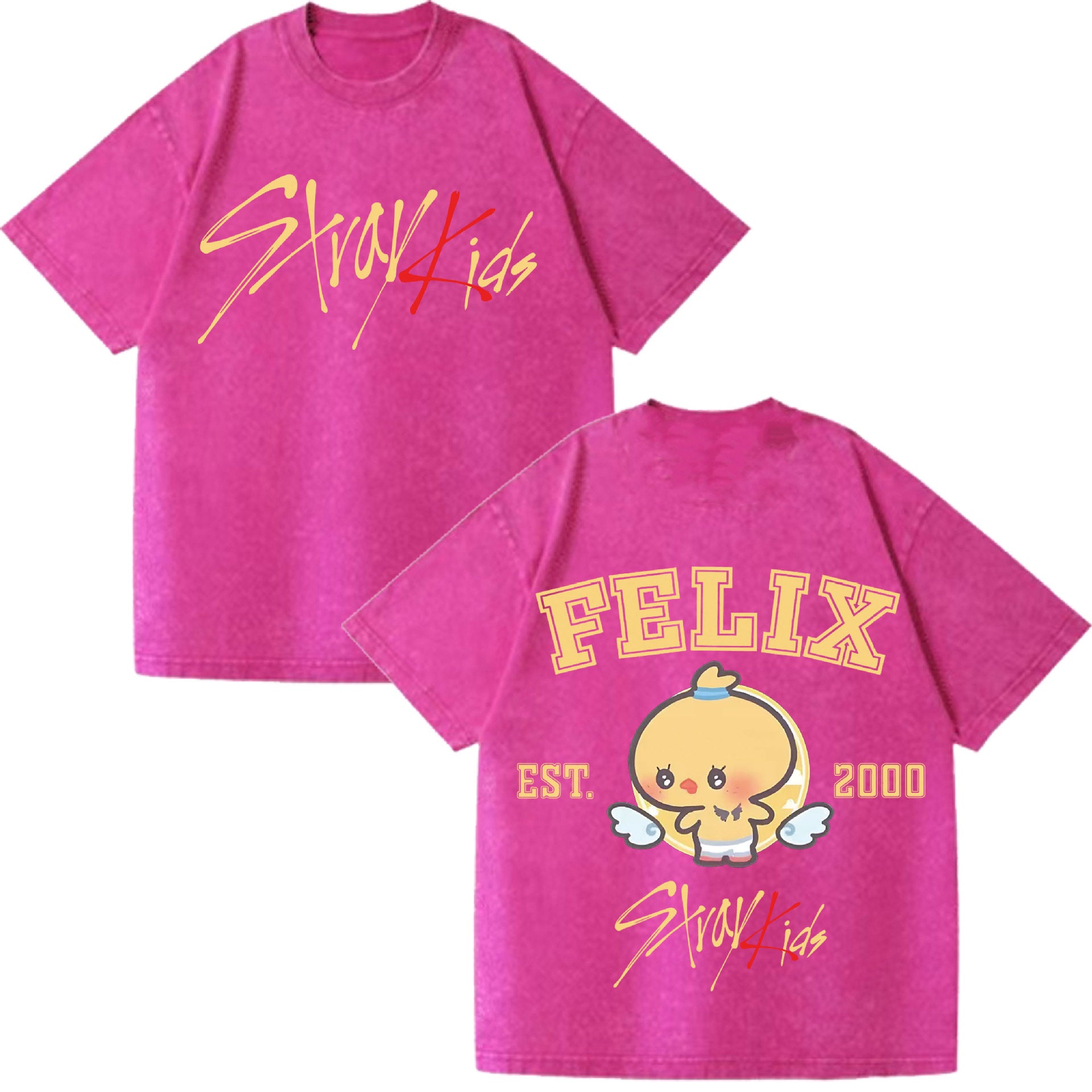 KPOP FELIX Cotton Washed Short-sleeved T-shirt