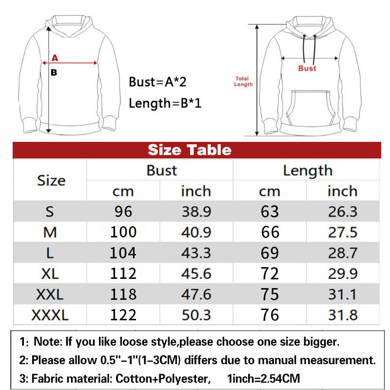 Unisex Anime Pattern Printed Pullover Hoodie