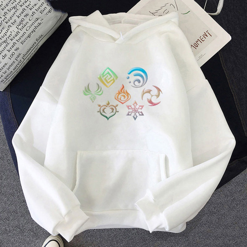 Unisex Game Elements Print Loose Hoodie